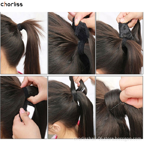Best Selling High Quality 22 Inch Chorliss Silky Straight Wrap Around Hair Accessories Woman Light Up Ponytail Hair Synthetic